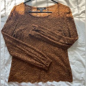 Rust eyelet lace top